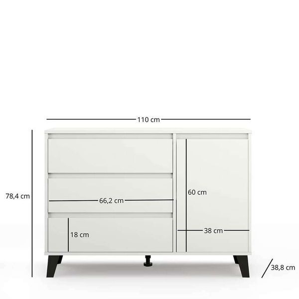 Комод 1D3S Borg Mebelbos белый MBOS15040-BI фото