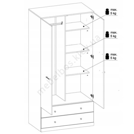 Шафа комбинированный 2D2S Jagger Mebelbos | ДЖАГГЕР Мебельбос