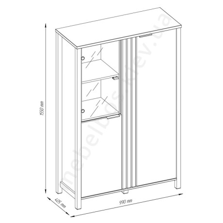 Витрина низкая 2D1W Helix Mebelbos | ХЕЛИКС Мебельбос