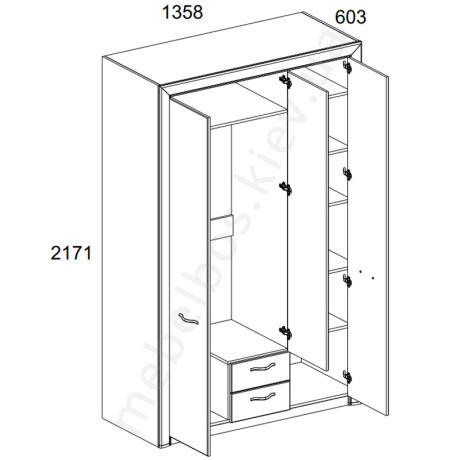 Шафа із дзеркалом 3D2S Sapori Mebelbos | САПОРІ Мебельбос