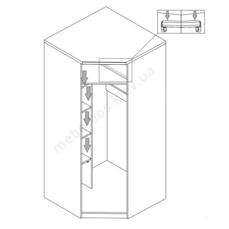 Шкаф угловой 1D Doorset Mebelbos | ДОРСЕТ Мебельбос